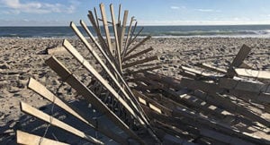 Twisted fence on a beach