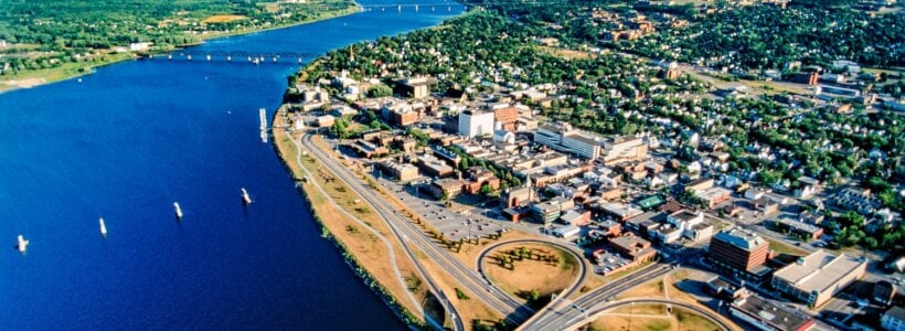 An aerial view of Fredericton, New Brunswick