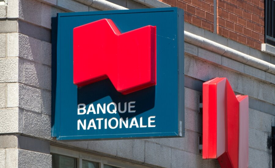 A sign outside of a National Bank of Canada branch