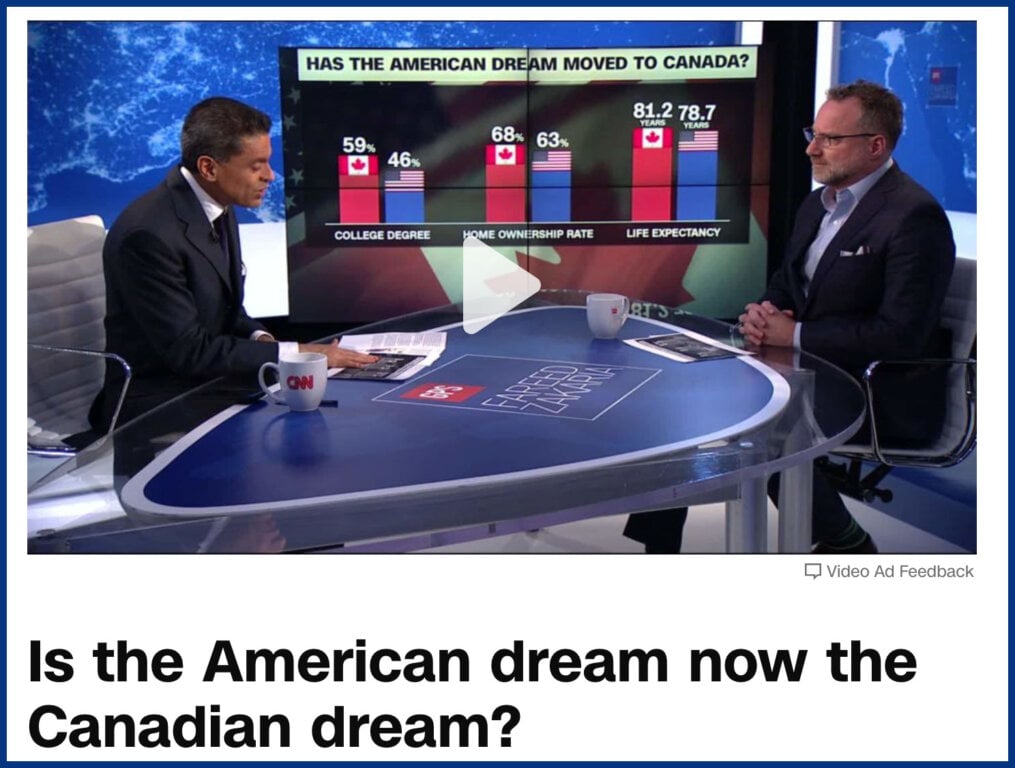 Headline reads: Is the American dream the Canadian dream?