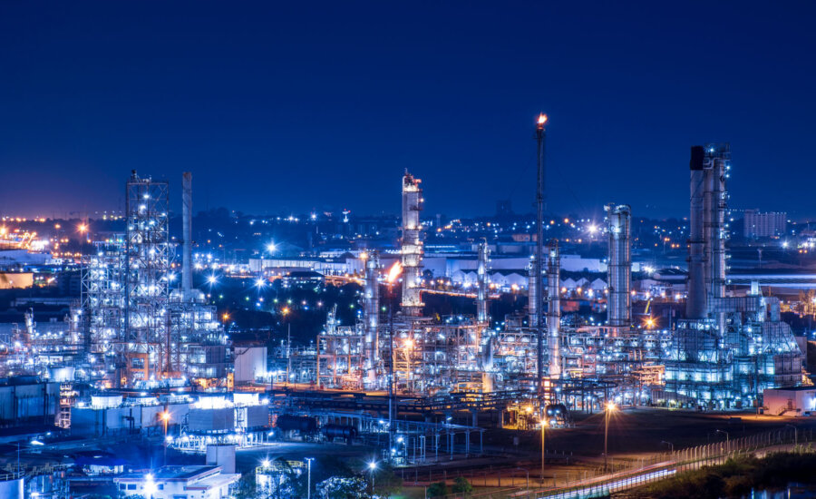 Oil sands at night