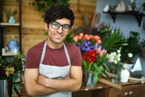 Small business owner in flower shop