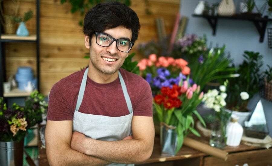 Small business owner in flower shop