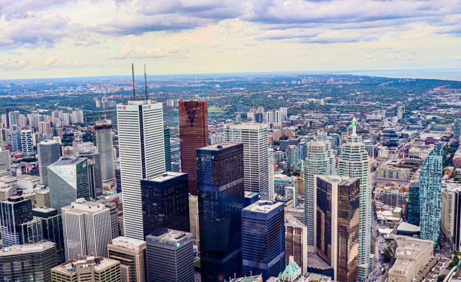 Aerial photo of Toronto's financial district