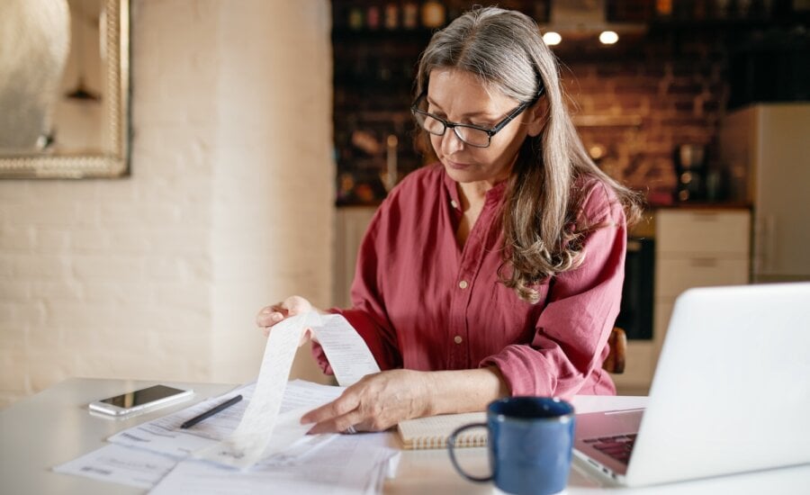 woman prepares her tax return