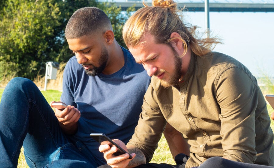 Two Canadian investors looking at options trading.