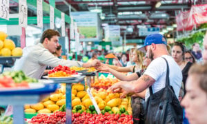 Canadians shopping for fresh foods at a market in Montreal, as food inflation doesn't seem to be going down.