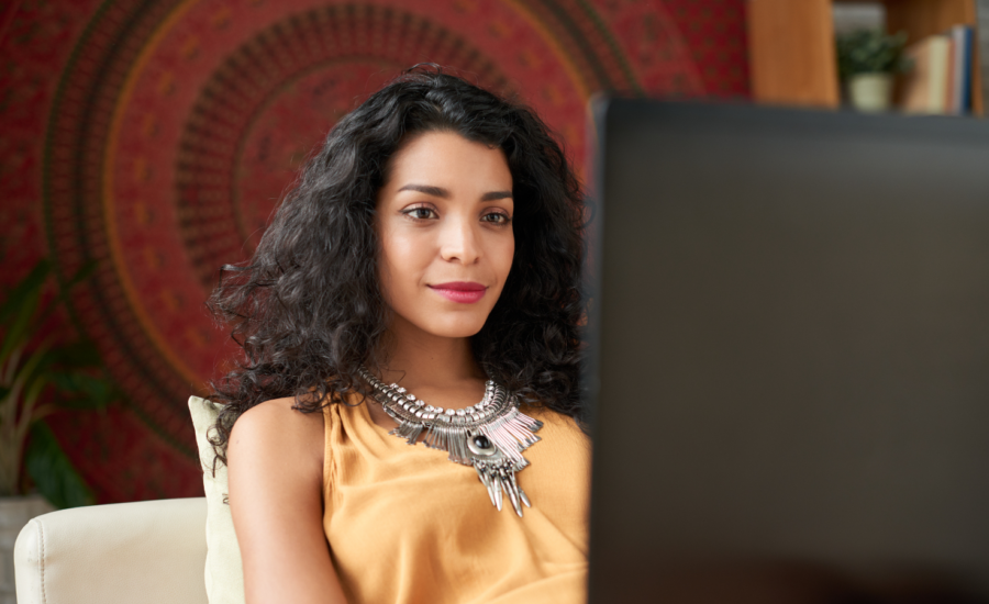 Young woman working on her computer