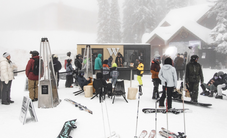 Skiers and snowboarders at a Wealthsimple event